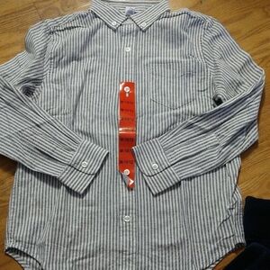 GAP Kids Navy-and-White Striped Button Shirt